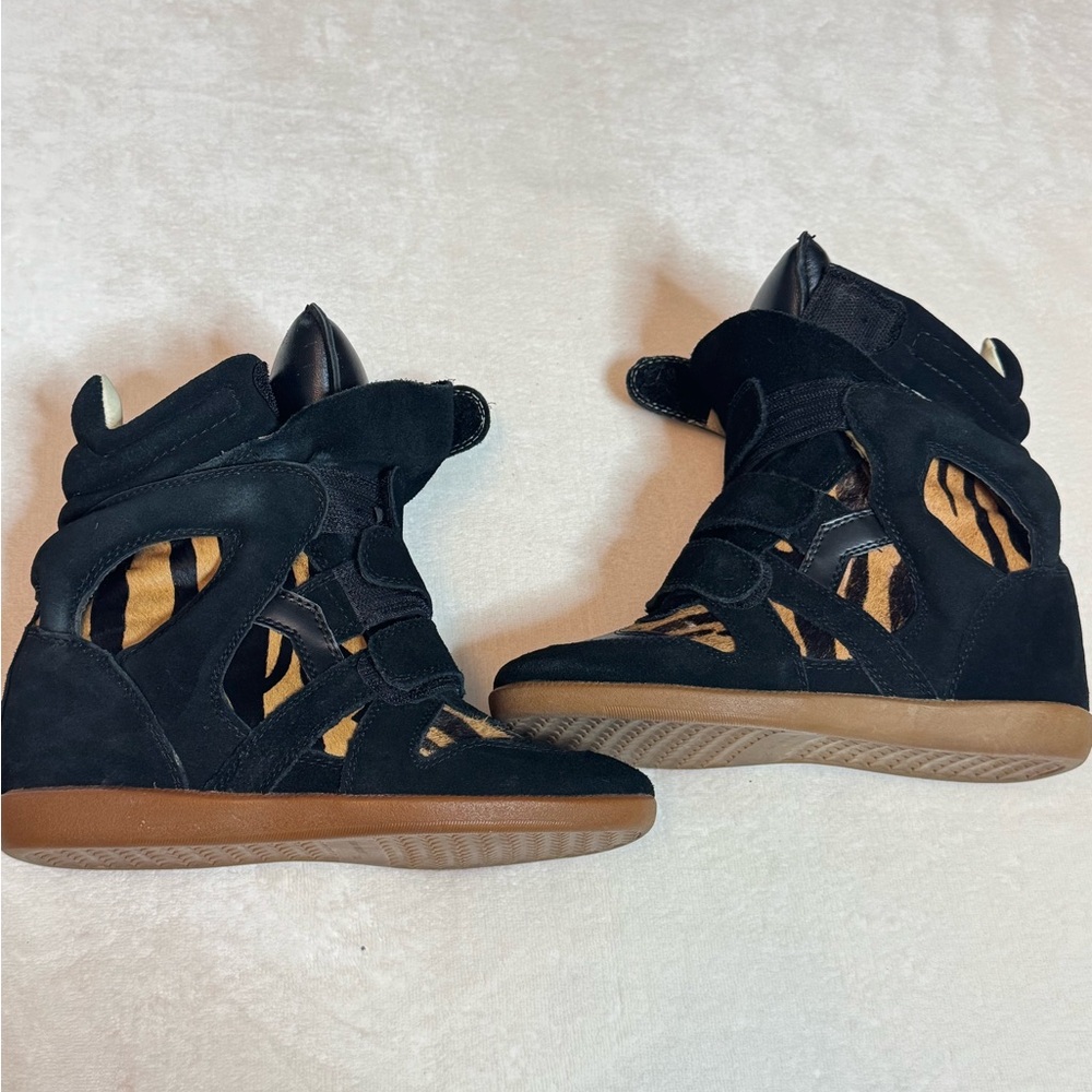 Isabel Marant Black and Brown Wedge Sneakers - Picture 2 of 7
